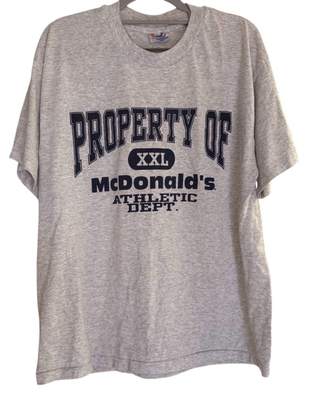 Vintage McDonald’s Athletic Dept T-Shirt Gray Hanes Heavyweight 50/50 USA LARGE